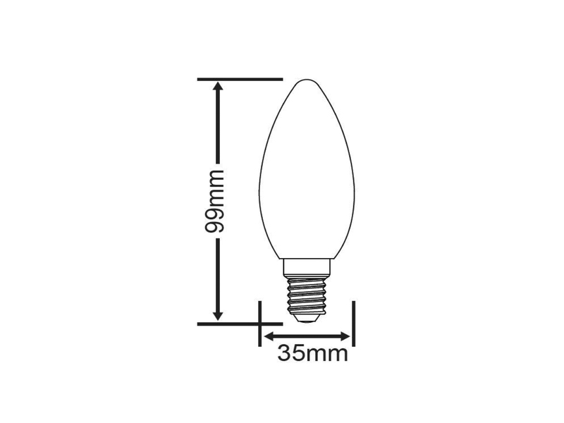 E14 Filament LED, 2 Watt, 250 Lumen warmweiß, Ø3,5cm, nicht dimmbar