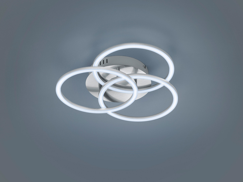LED Deckenleuchte CIRCLE Silber 3 Ringe verstellbar, Nachtlicht Ø43cm
