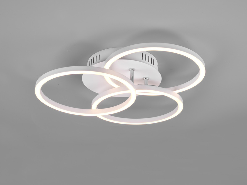 LED Deckenleuchte CIRCLE Weiß 3 Ringe verstellbar, Nachtlicht Ø43cm
