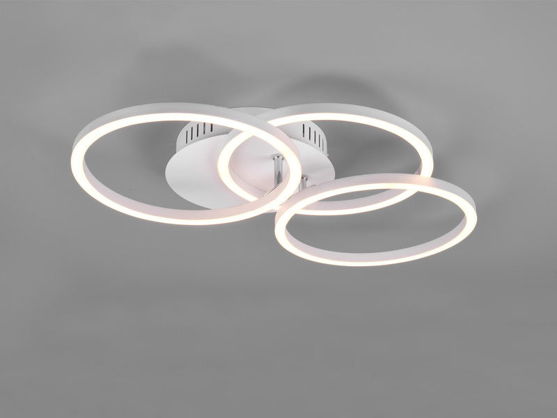 LED Deckenleuchte CIRCLE Weiß 3 Ringe verstellbar, Nachtlicht Ø43cm