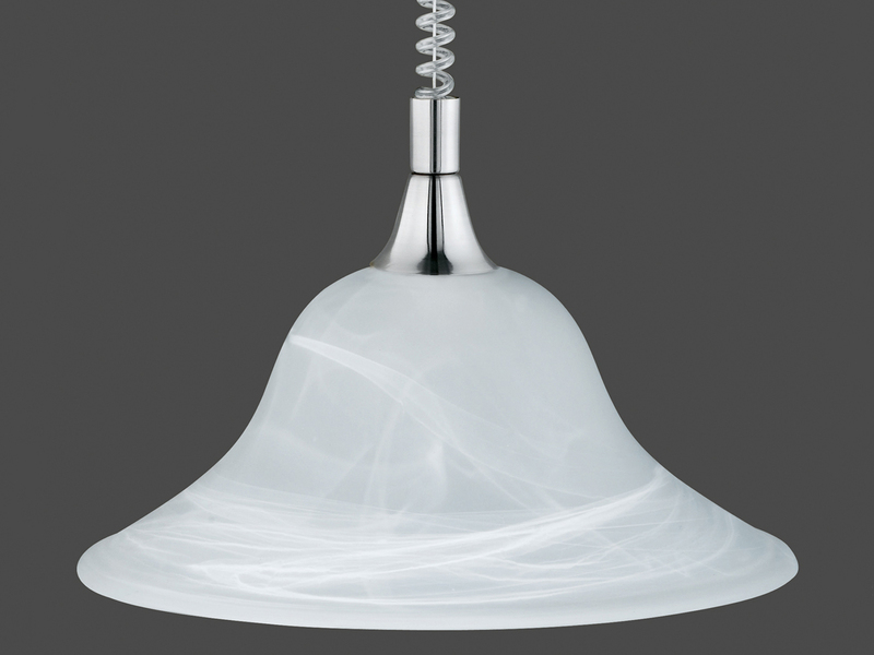 LED Zugpendelleuchte Glas weiß höhenverstellbar Silber, Ø 39cm
