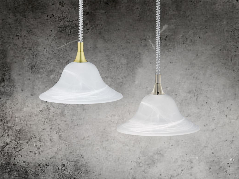 LED Zugpendelleuchte Glas weiß höhenverstellbar Silber, Ø 39cm