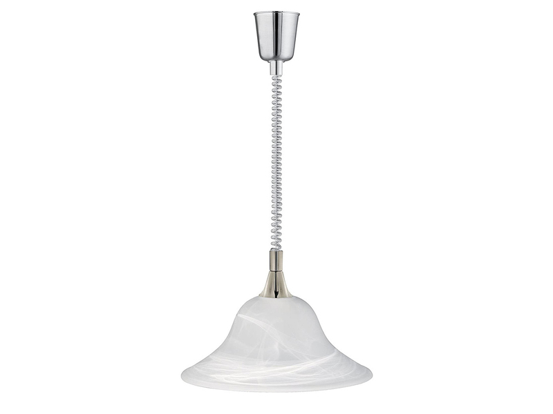 LED Zugpendelleuchte Glas weiß höhenverstellbar Silber, Ø 39cm