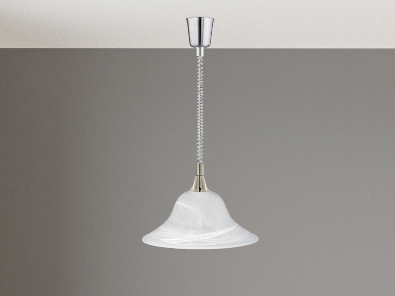 LED Zugpendelleuchte Glas weiß höhenverstellbar Silber, Ø 39cm
