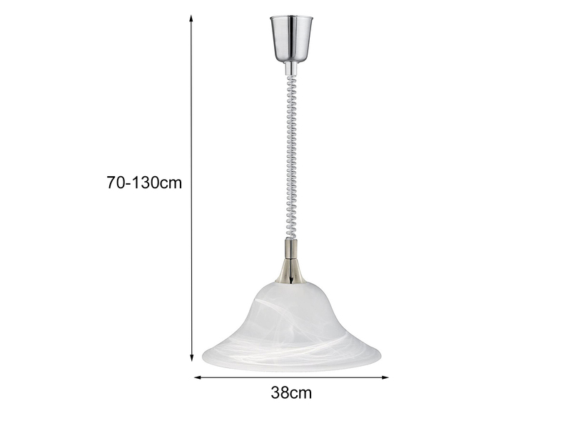 LED Zugpendelleuchte Glas weiß höhenverstellbar Silber, Ø 39cm