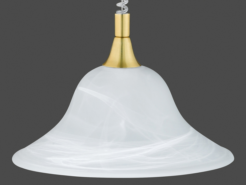 LED Zugpendelleuchte Glas weiß höhenverstellbar Messing, Ø 39cm
