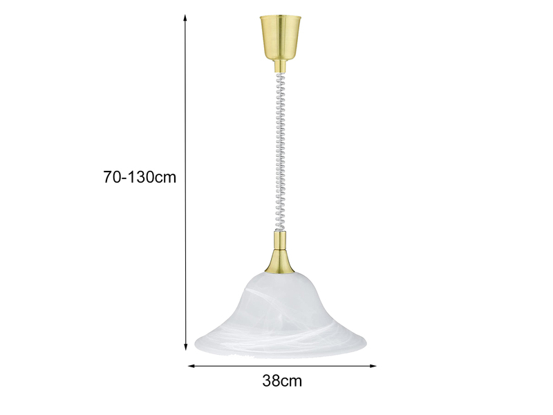 LED Zugpendelleuchte Glas weiß höhenverstellbar Messing, Ø 39cm