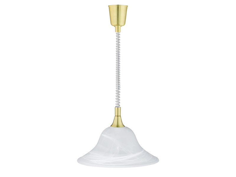LED Zugpendelleuchte Glas weiß höhenverstellbar Messing, Ø 39cm