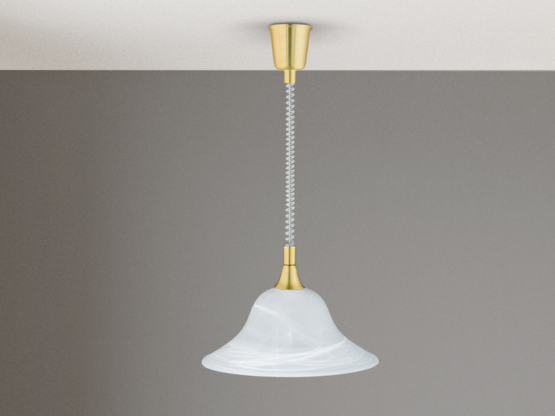 LED Zugpendelleuchte Glas weiß höhenverstellbar Messing, Ø 39cm