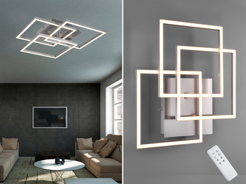 LED Deckenleuchte MOBILE Silber dimmbar & Lichtfarbe einstellbar, B: 39cm