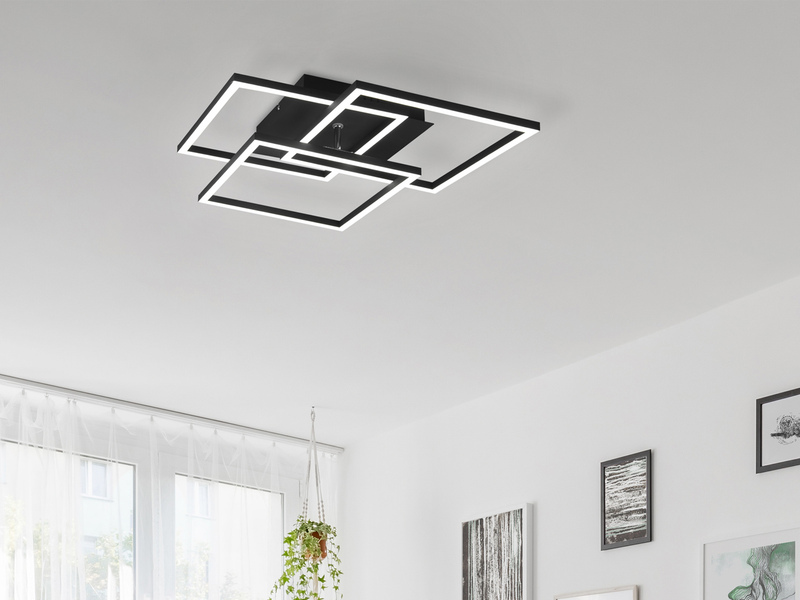 LED Deckenleuchte MOBILE Schwarz dimmbar & Lichtfarbe einstellbar, B: 42cm