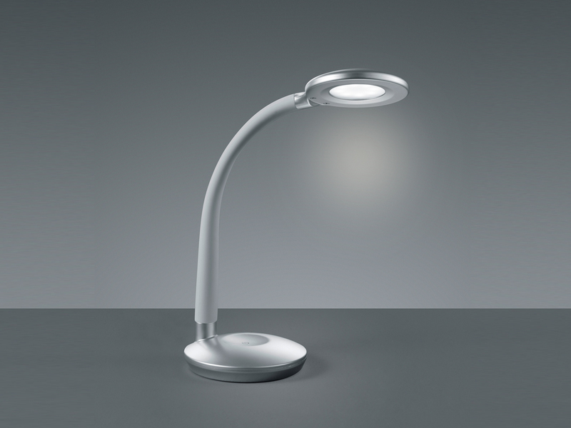 LED Schreibtischleuchte COBRA Silber, Flexgelenk & Sensordimmer, Höhe 32cm