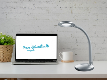 LED Schreibtischleuchte COBRA Silber, Flexgelenk & Sensordimmer, Höhe 32cm