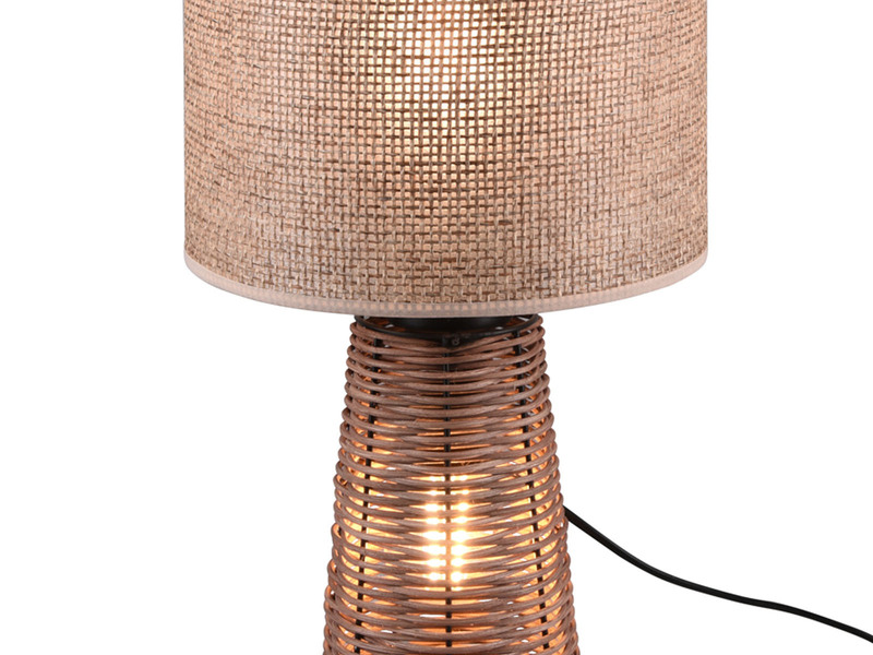 LED Tischlampe aus Naturmaterial Rattan Braun, Höhe 40cm