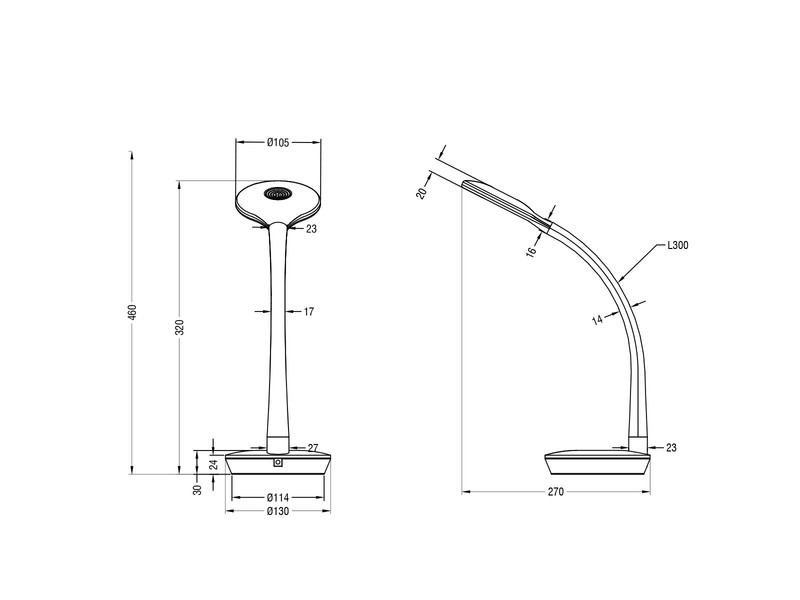LED Schreibtischleuchte COBRA Weiß, Flexgelenk & Sensordimmer, Höhe 32cm