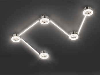 LED Schienenlampe LIMA für Decke & Wand, 5-flammig, 286cm, Silber