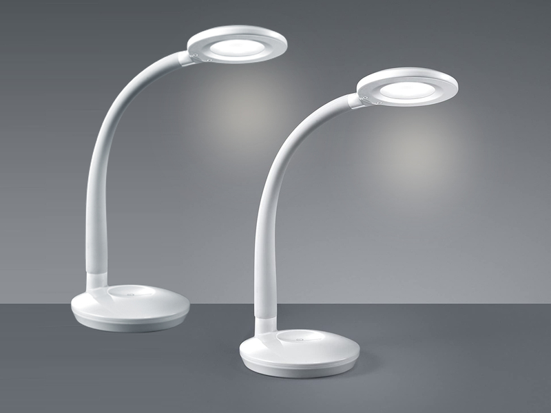2er SET LED Schreibtischlampen Weiß, Flexgelenk & Sensordimmer, Höhe 32cm
