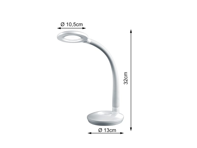 LED Schreibtischleuchten 2er SET Weiß, Flexgelenk & Touch Dimmer, 32cm hoch