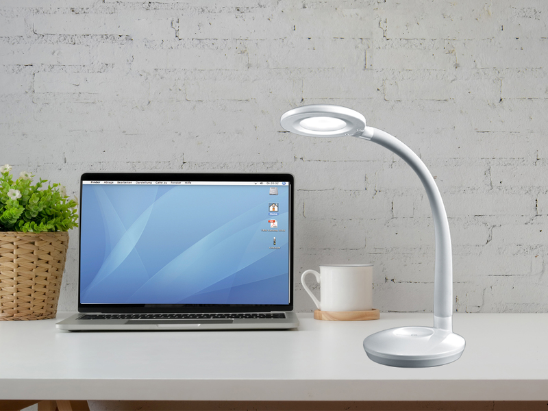 2er SET LED Schreibtischlampen Weiß, Flexgelenk & Sensordimmer, Höhe 32cm