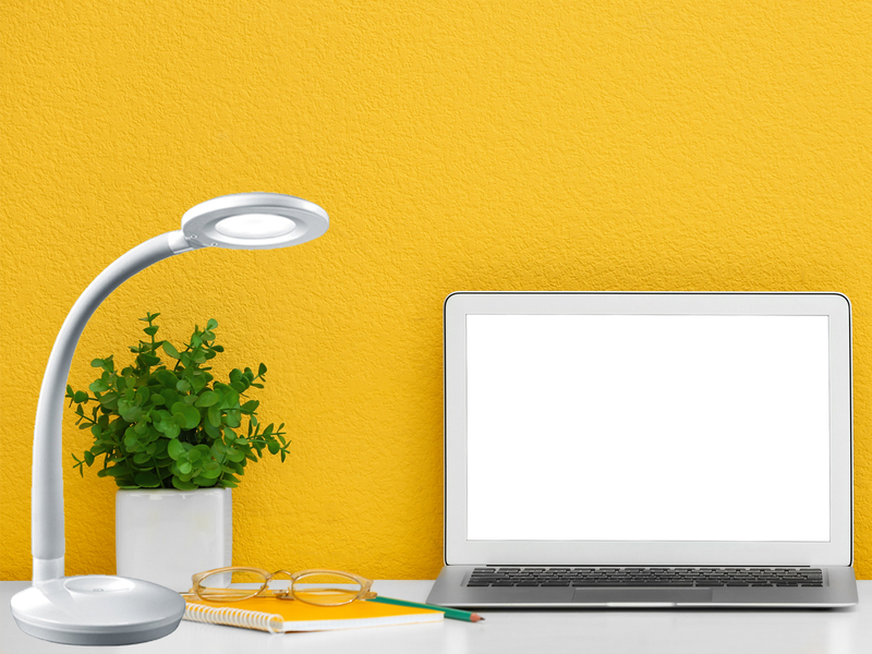 2er SET LED Schreibtischlampen Weiß, Flexgelenk & Sensordimmer, Höhe 32cm