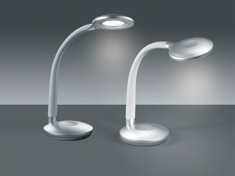 2er SET LED Schreibtischlampen Silber, Flexgelenk & Sensordimmer, Höhe 32cm