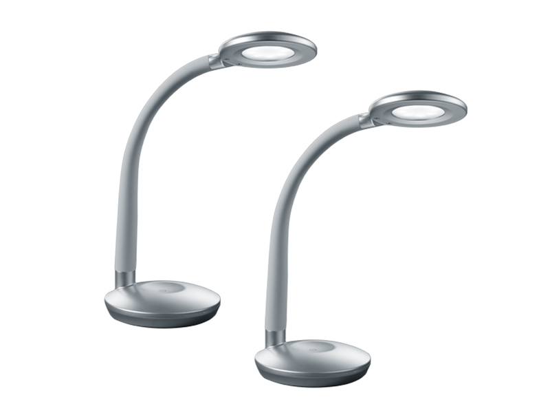 2er SET LED Schreibtischlampen Silber, Flexgelenk & Sensordimmer, Höhe 32cm