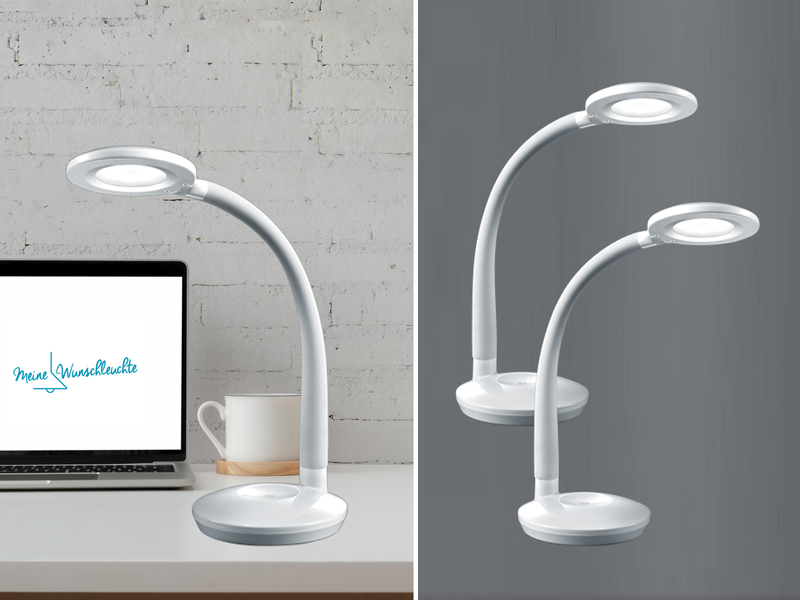 2er SET LED Schreibtischlampen Weiß, Flexgelenk & Sensordimmer, Höhe 32cm
