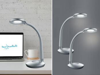 2er SET LED Schreibtischlampen Silber, Flexgelenk & Sensordimmer, Höhe 32cm