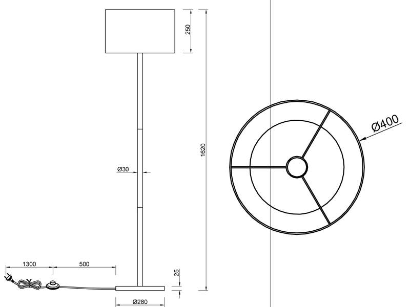 LED Stehlampe mit Stoff Lampenschirm Weiß & Holz Fuß Höhe 162cm