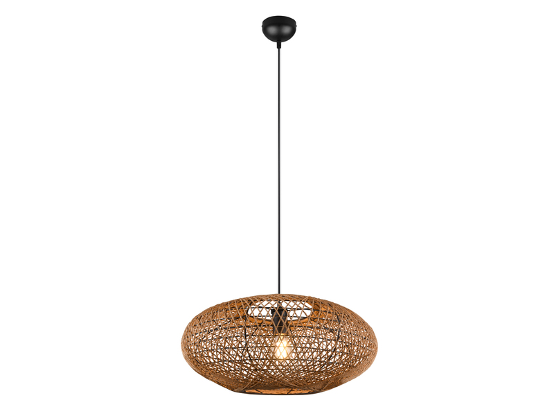Große Boho Pendelleuchte HEDDA Korbgeflecht aus Sisal 1-flammig Ø 52cm