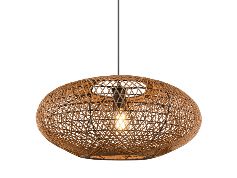 Große Boho Pendelleuchte HEDDA Korbgeflecht aus Sisal 1-flammig Ø 52cm