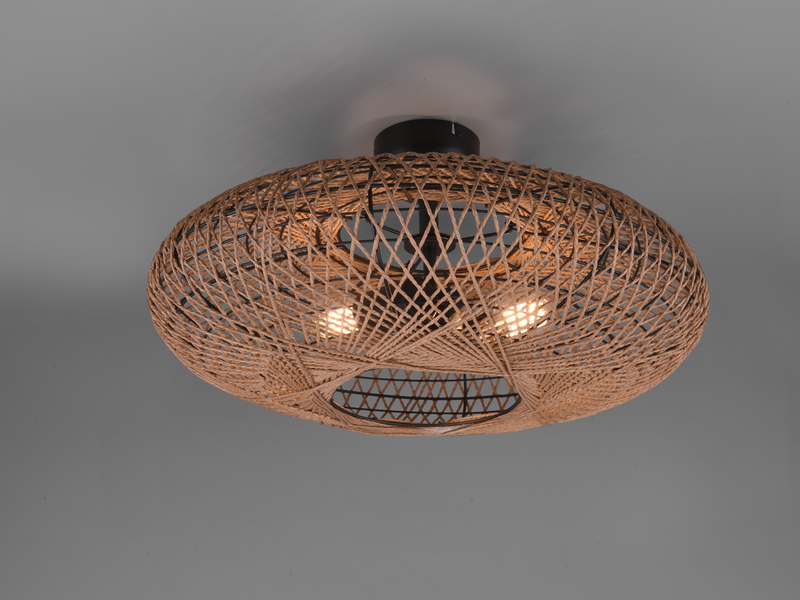 Große Boho Deckenleuchte HEDDA Schirm Korbgeflecht aus Sisal Ø 52cm