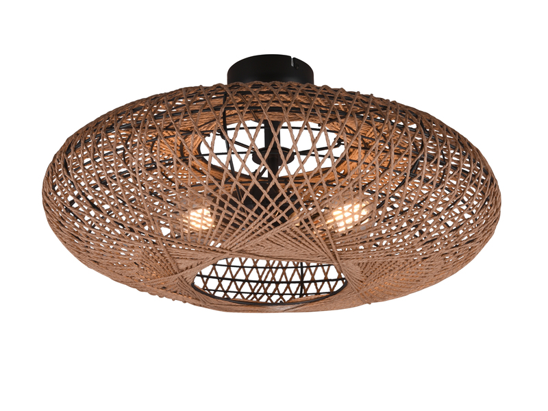 Große Boho Deckenleuchte HEDDA Schirm Korbgeflecht aus Sisal Ø 52cm