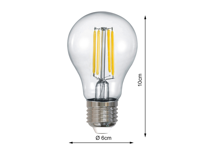 E27 Filament LED - 7 Watt, 806 Lumen, Ø6cm - warmweiß Lichtfarbe einstellbar
