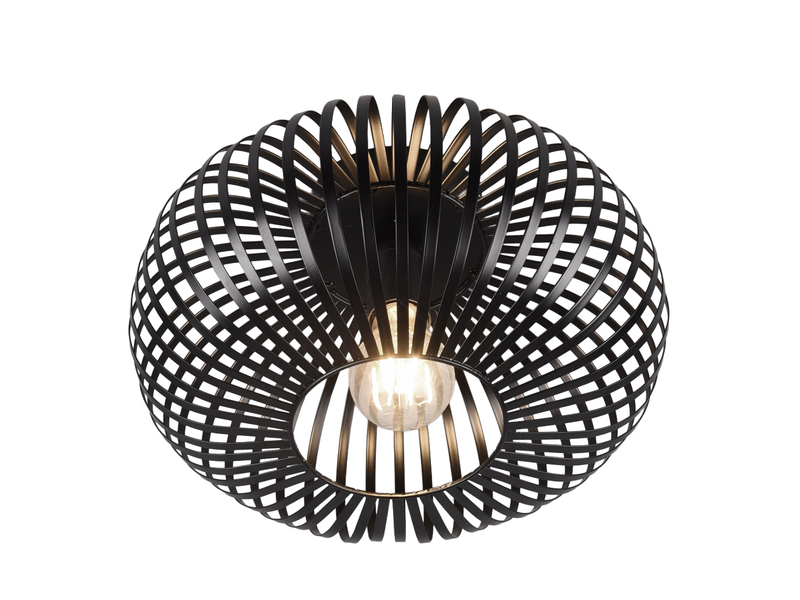 Deckenleuchte JOHANN Gitter Lampenschirm Metall in Schwarz, Ø 30cm