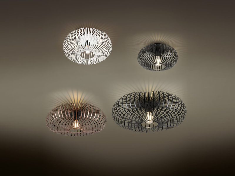 LED Deckenleuchte Gitter Lampenschirm Metall in Schwarz Ø 30cm