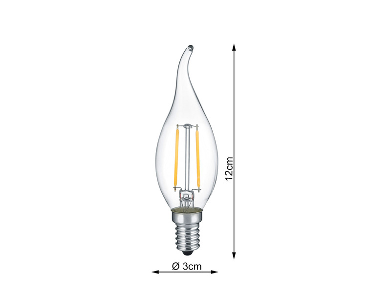 E14 Filament LED - 2 Watt, 250 Lumen, warmweiß, Ø3cm - nicht dimmbar