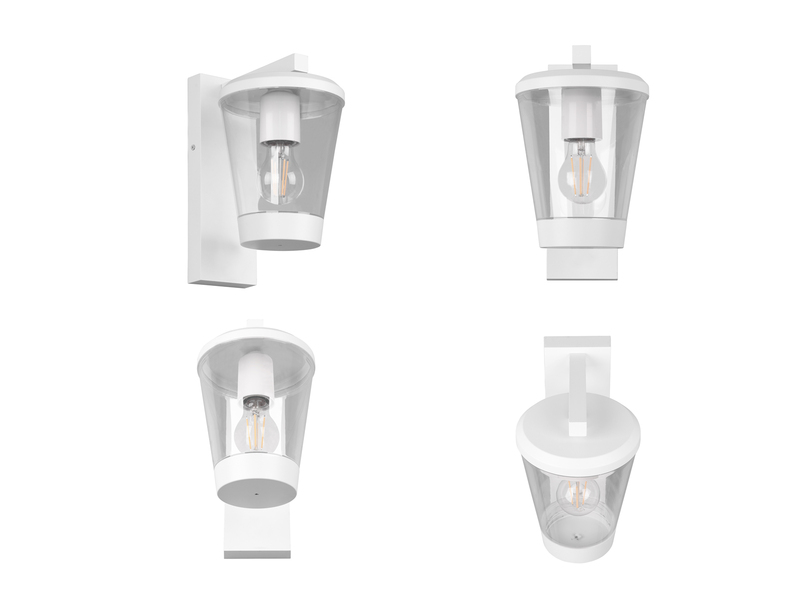 LED Außen Wandlaterne mit Acrylglas Lampenschirm Höhe 28cm, Weiß
