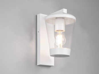 LED Außen Wandlaterne mit Acrylglas Lampenschirm Höhe 28cm, Weiß