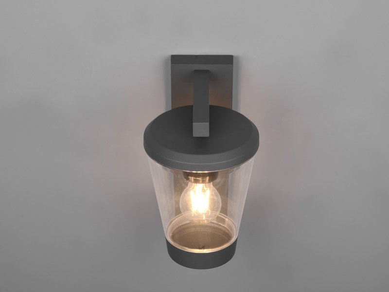 LED Außen Wandlaterne mit Acrylglas Lampenschirm Höhe 28cm, Anthrazit