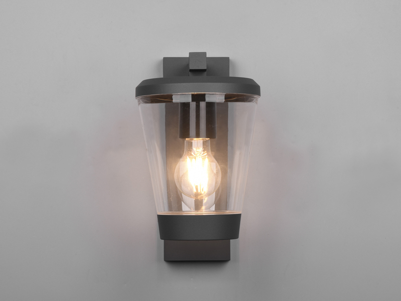 LED Außen Wandlaterne mit Acrylglas Lampenschirm Höhe 28cm, Anthrazit