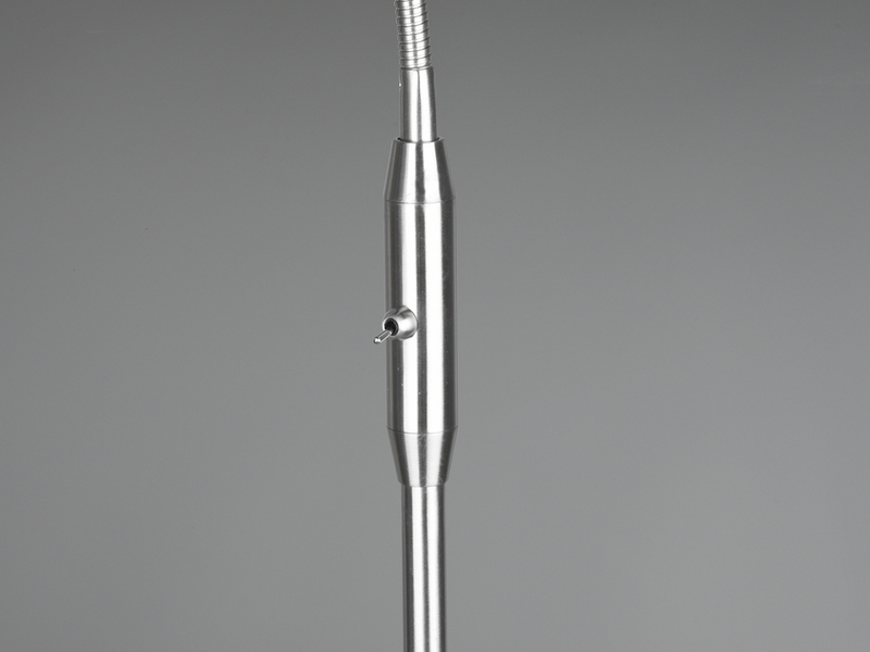 Stehleuchte TOMMY 1 flammig Metall Silber Stoffschirm Weiß, Höhe 130cm