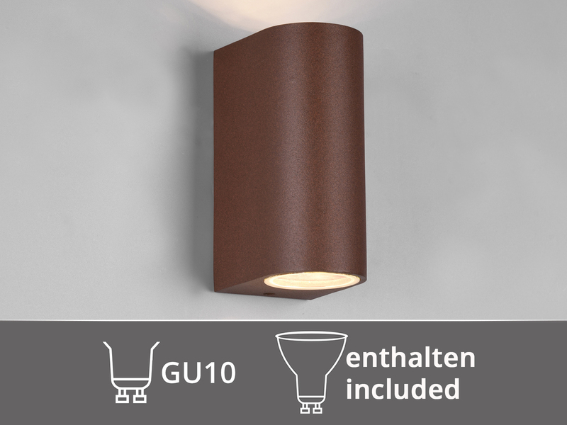 Runde Außenwandleuchte Up and Down Rostoptik mit GU10 LED, Höhe 15cm