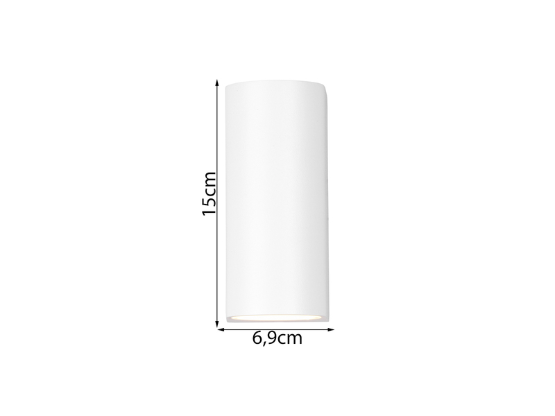 Runde Außenwandleuchte Up and Down Weiß mit GU10 LED, Höhe 15cm