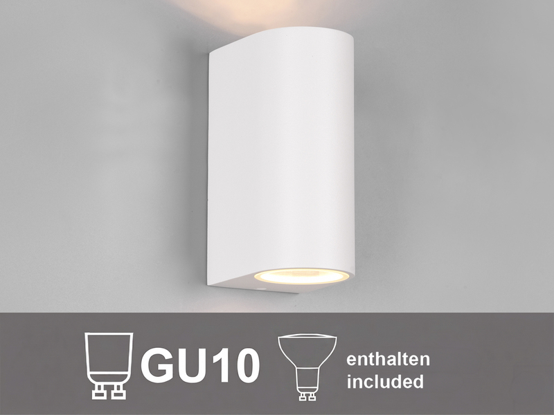 Runde Außenwandleuchte Up and Down Weiß mit GU10 LED, Höhe 15cm