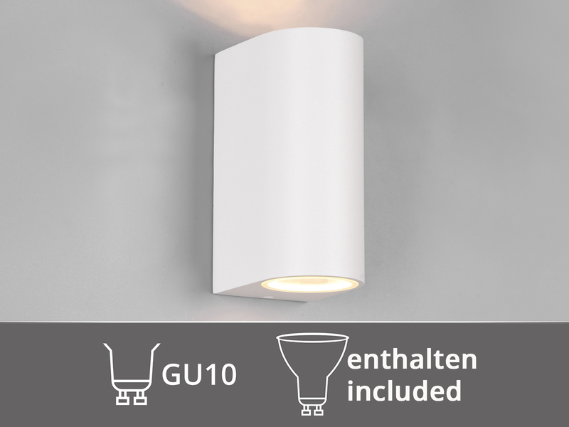 Runde Außenwandleuchte Up and Down Weiß mit GU10 LED, Höhe 15cm