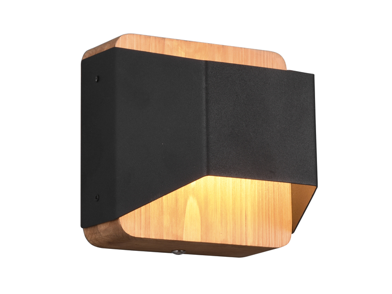 LED Holz Wandlampe ARINO Up and Down mit Stufen Dimmer - Schwarz 12cm