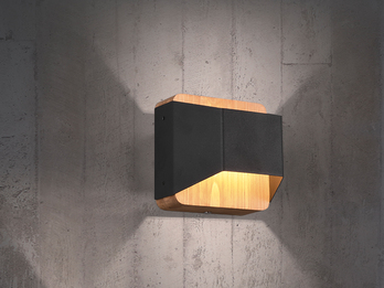 LED Holz Wandlampe ARINO Up and Down mit Stufen Dimmer - Schwarz 12cm