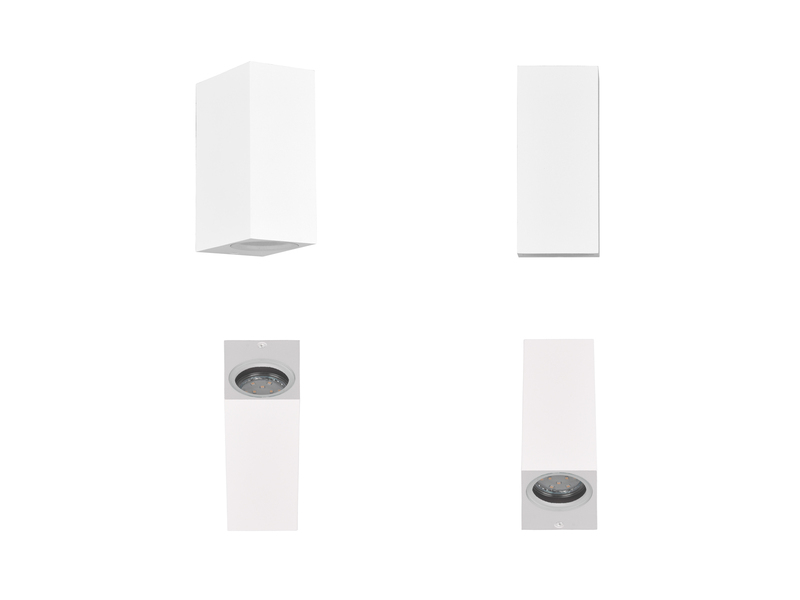 Eckige Außenwandleuchte ROYA Up and Down aus Aluminium Weiß, Höhe 15cm