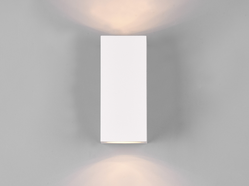 Eckige Außenwandleuchte ROYA Up and Down aus Aluminium Weiß, Höhe 15cm